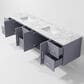 Lexora Home Geneva 84" Double Bathroom Vanity in Dark Grey with 2 cm White Carrara Marble Top and Rectangular Sinks, , large