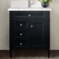James Martin Vanities Brittany 30" Single Bathroom Vanity in Black Onyx with Single Hole 3 cm White Zeus Quartz Top and Rectangular Sink, , large