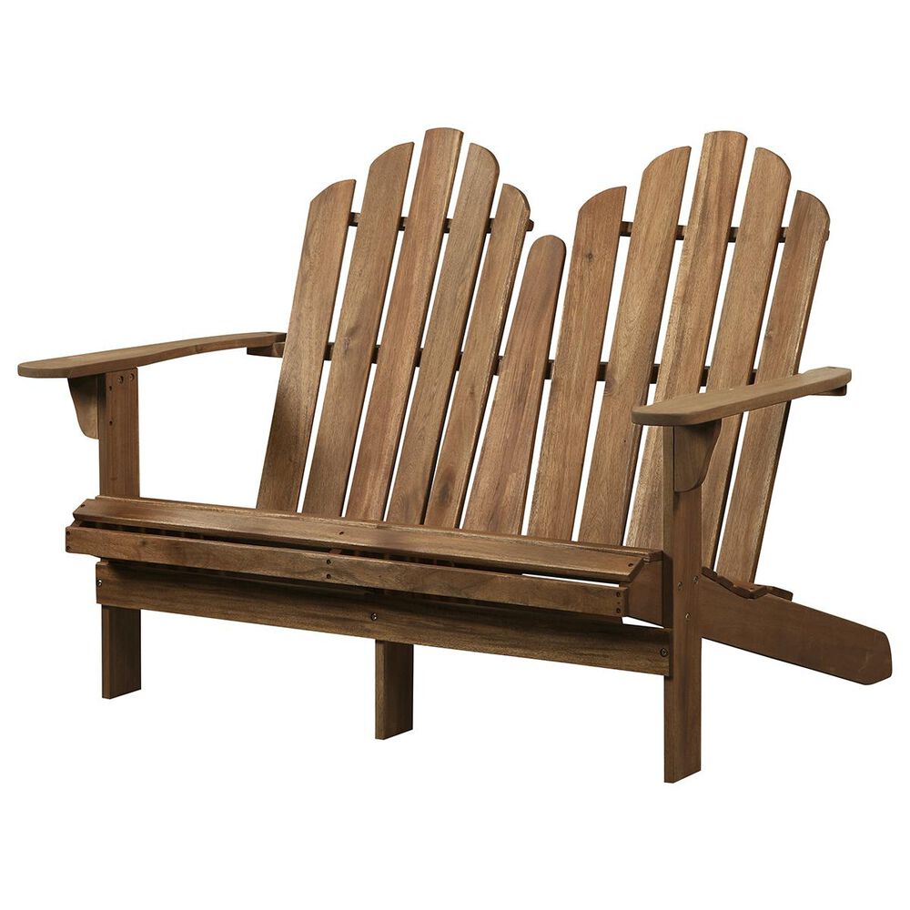 Linden Boulevard Adirondack Double Bench in Teak, , large