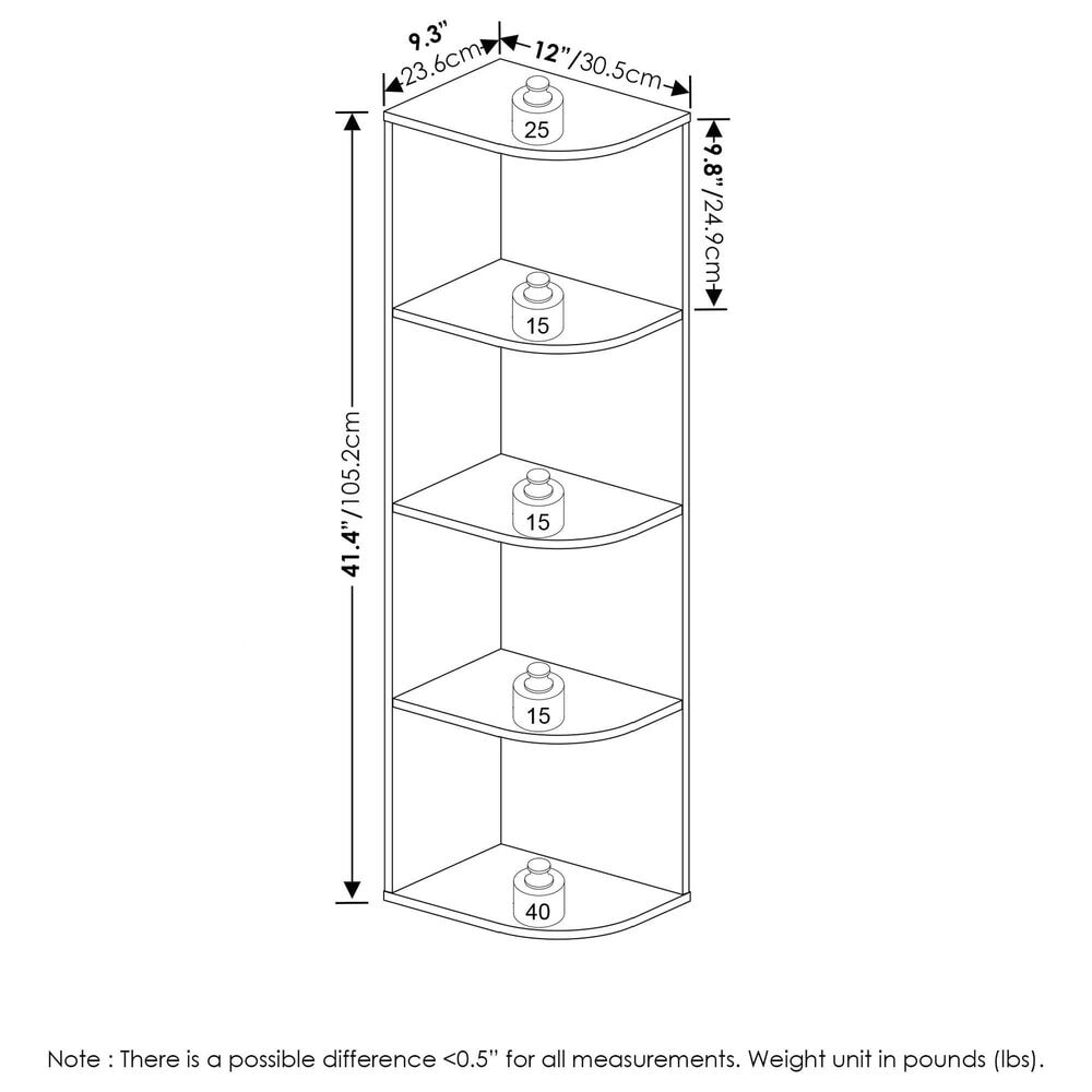 HOMLUX 4-Tier Corner Open Shelf Bookcase in White, , large