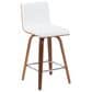 Armen Living Vienna Swivel Counter Height Stool with Snow White Upholstery in Walnut, , large