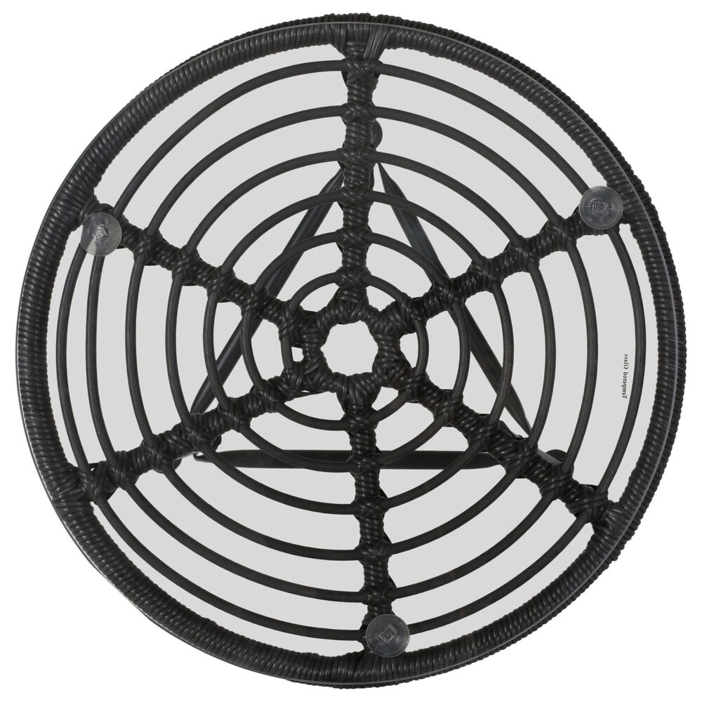 Hearth and Haven Orlando Outdoor Round Side Table with Glass Top in Gray, , large