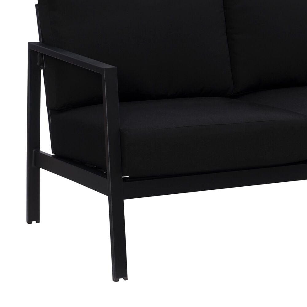 Linon Home Decor Holland Outdoor Loveseat with Black Cushions in Black, , large
