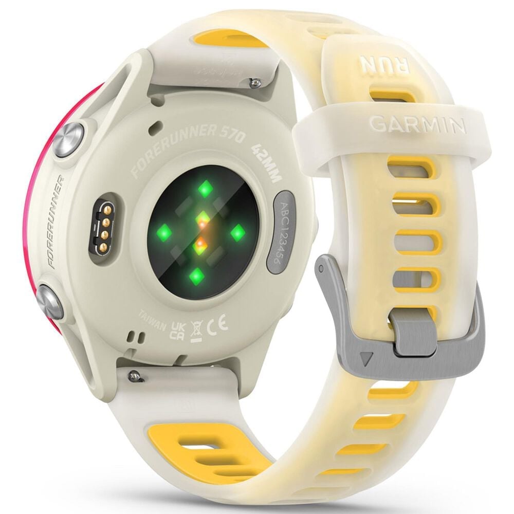 Garmin Forerunner 570 42mm Raspberry Aluminum with Translucent Bone and Mango Band, , large