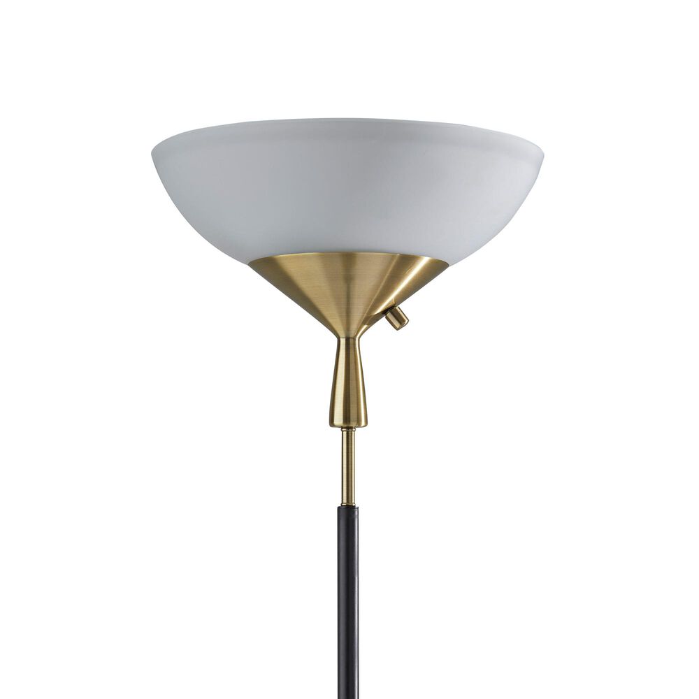 Adesso Noah Torchiere in Black and Antique Brass, , large