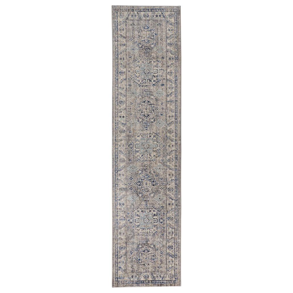 Feizy Rugs Bellini 2' x 10' Gray and Blue Runner, , large