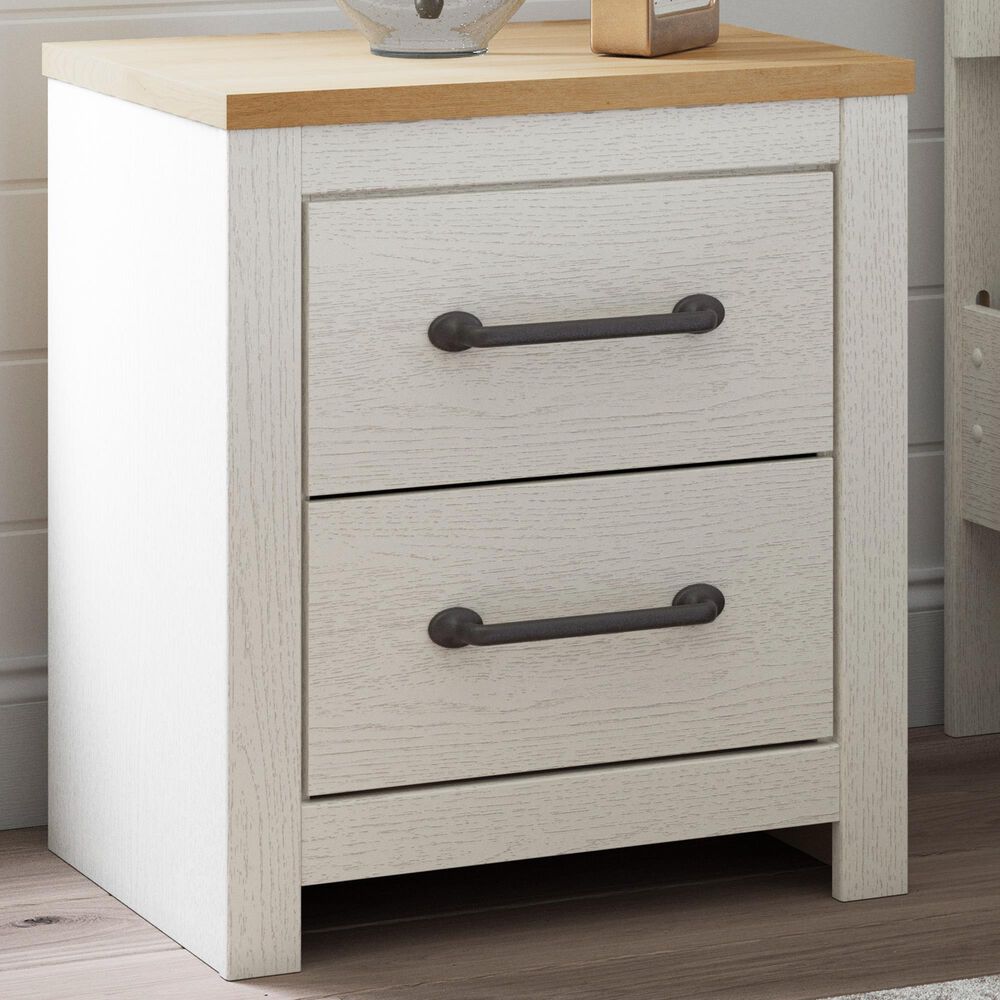 Ashley Linnocreek 2-Drawer Nightstand in White and Warm Brown, , large