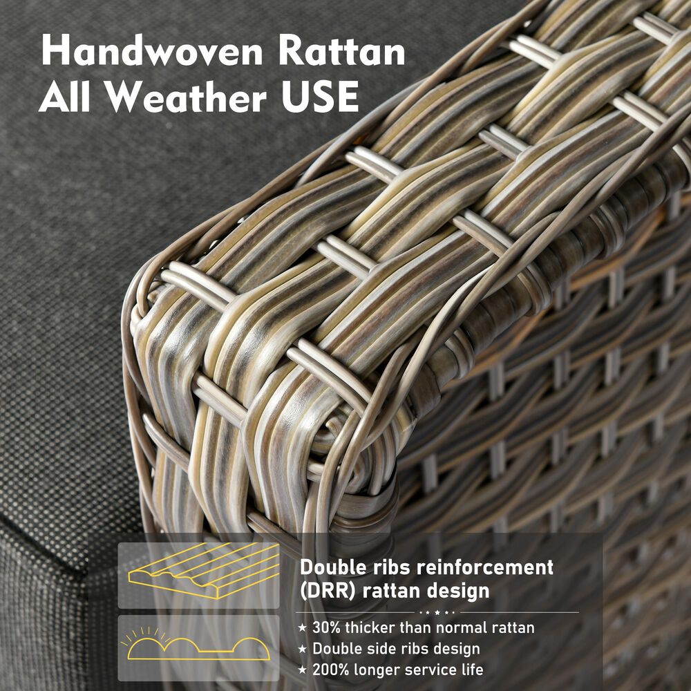 HOMLUX 6-Piece Patio Conversation Set with Coffee Table in Black, , large