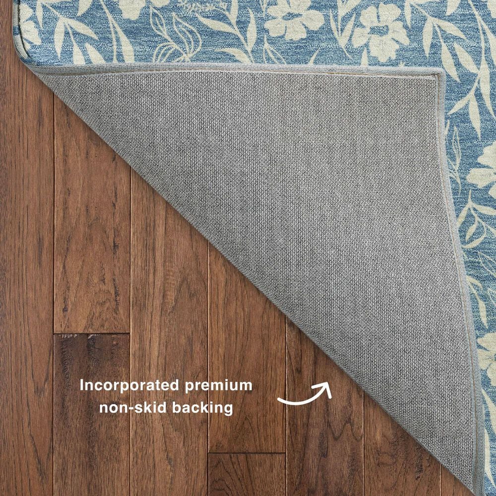 Dalyn Rug Company Soft Essentials Floral Denim 2'3" x 7'6" Indoor/Outdoor Runner, , large