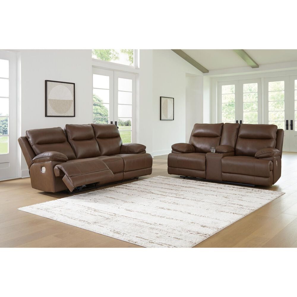 Ashley VonRyan Power Reclining Sofa with Adjustable Headrest in Tobacco, , large