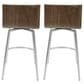 Lumisource Mason Swivel Counter Stool with White Cushion in Stainless Steel and Walnut (Set of 2), , large
