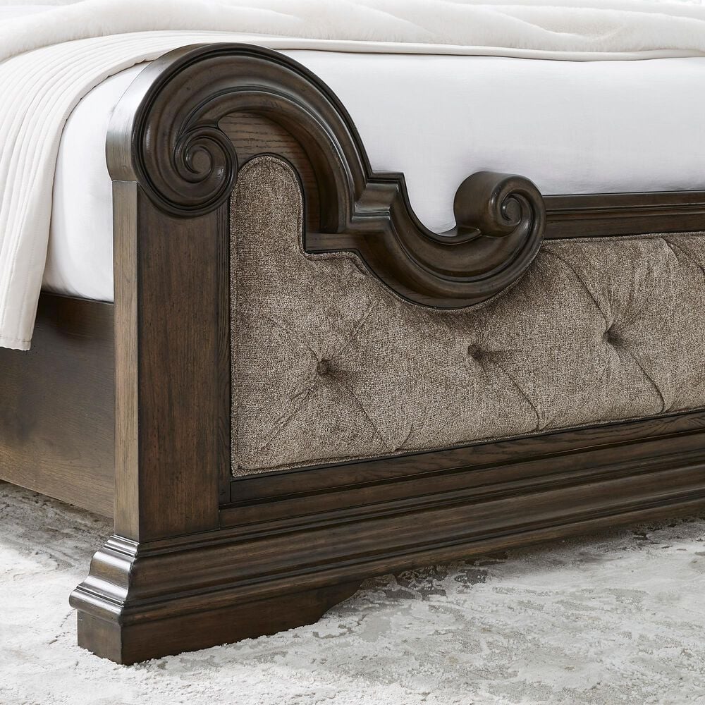 Millenium Queen Upholstered Bed and Two Nightstands in Dark Brown, , large
