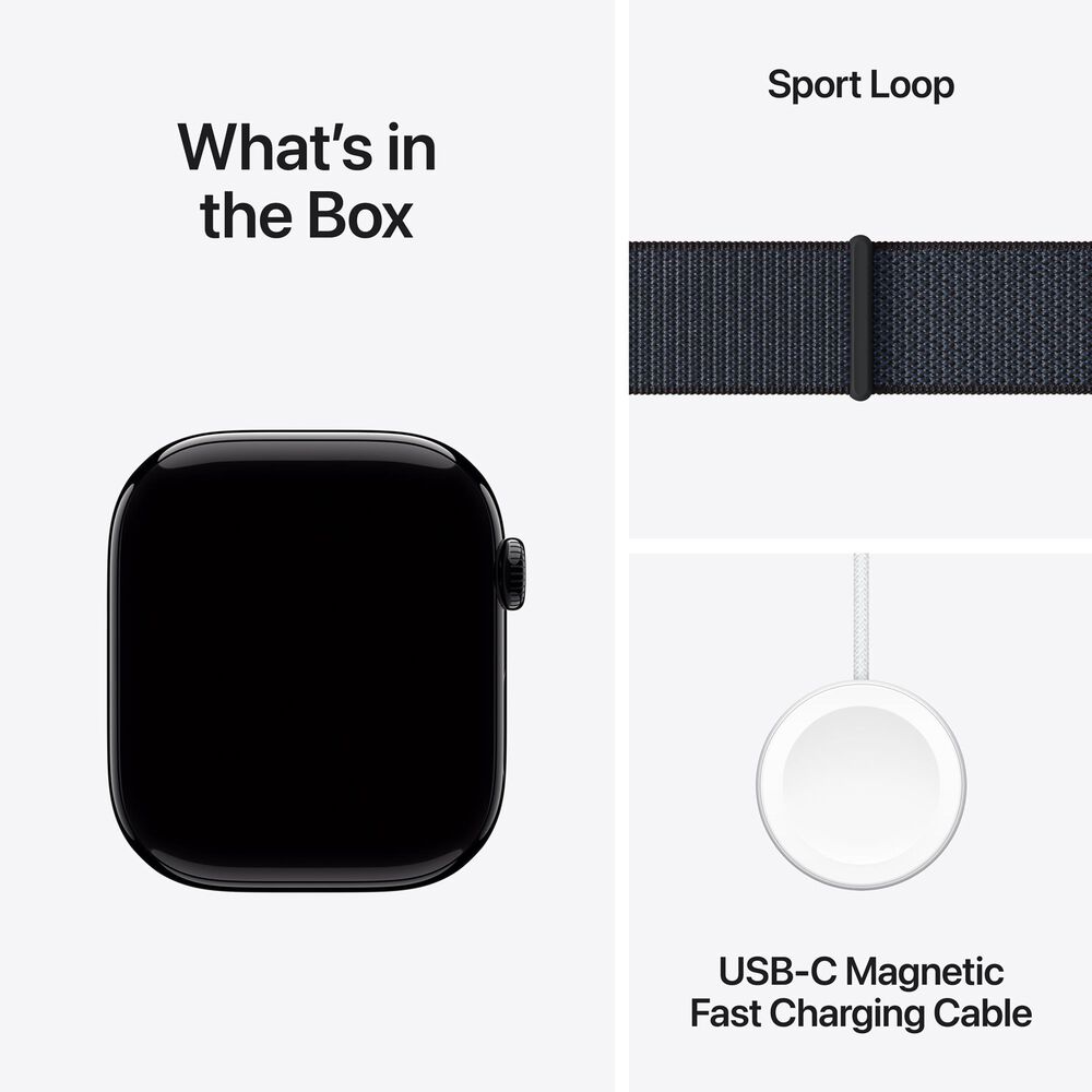 Apple Watch Series 10 GPS + Cellular 46mm Jet Black Aluminum Case with Ink Sport Loop, , large