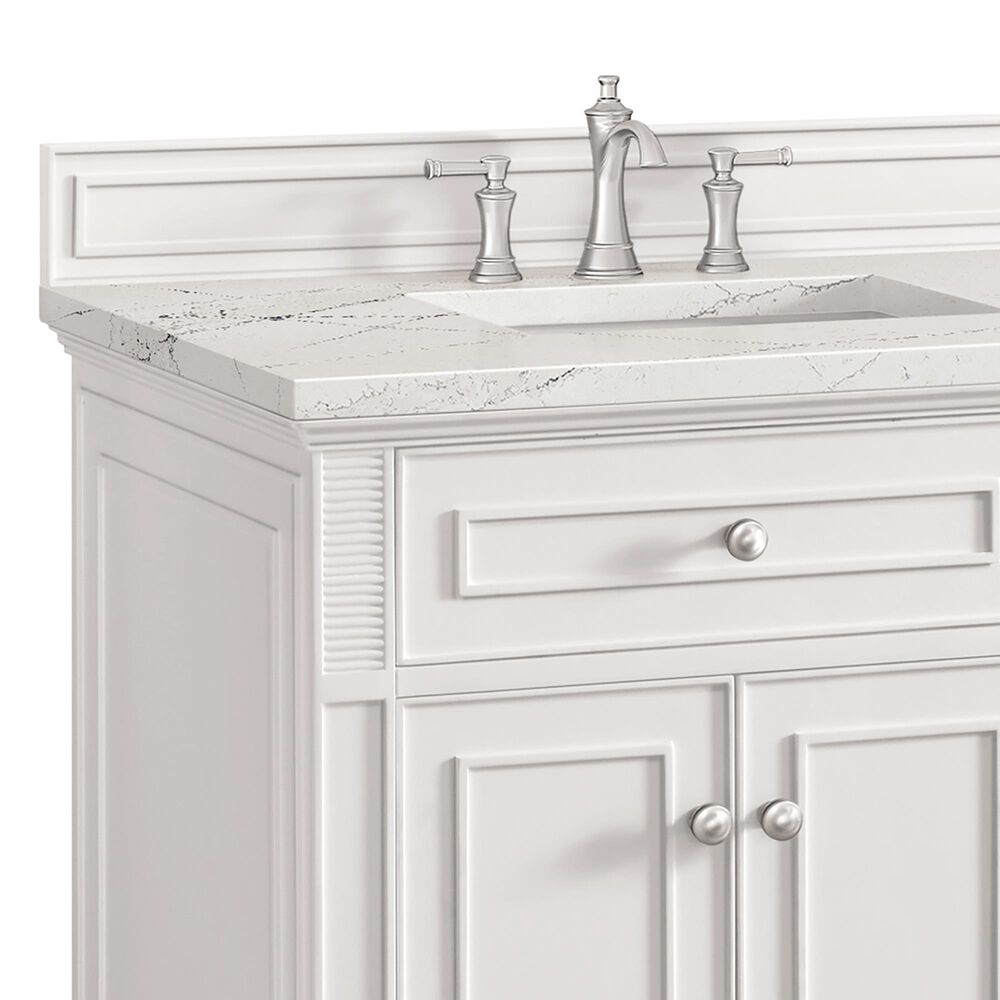 James Martin Vanities Lorelai 72&quot; Double Vanity in Bright White with 3 cm Ethereal Noctis Quartz Top, , large