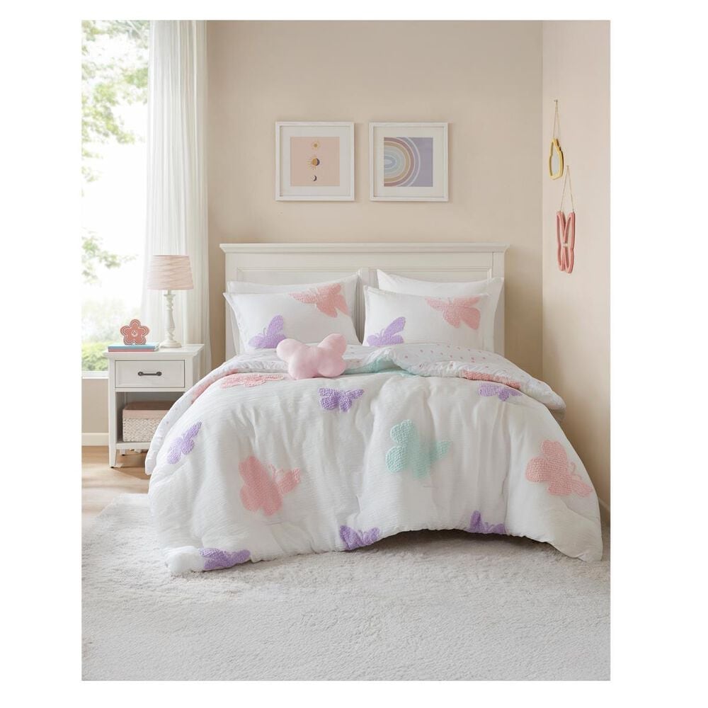 Hampton Park Rio 4-Piece Full/Queen Comforter Set in Purple, Blush Pink and Bright White, , large