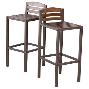 Hearth and Haven Milos Outdoor Bar Stool in Dark Brown (Set of 2), , large
