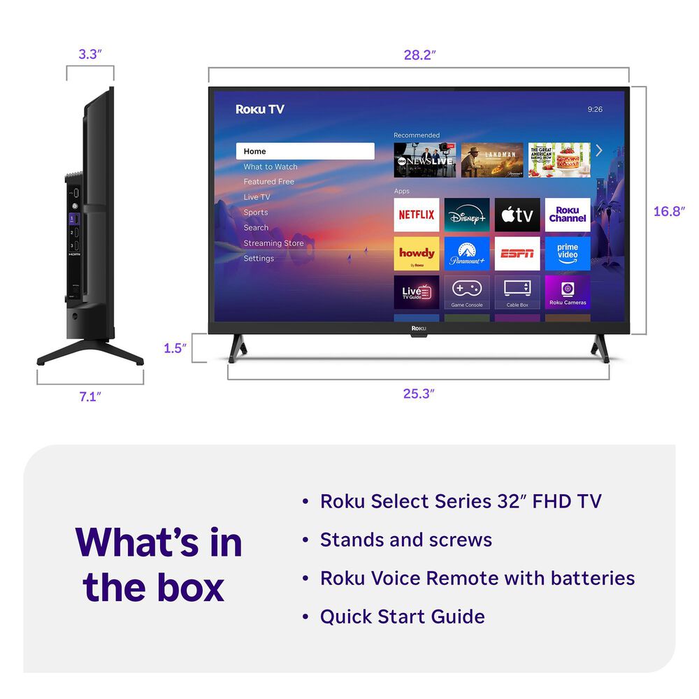 Roku 32" Class Select Series HD LED in Black - Smart TV, , large