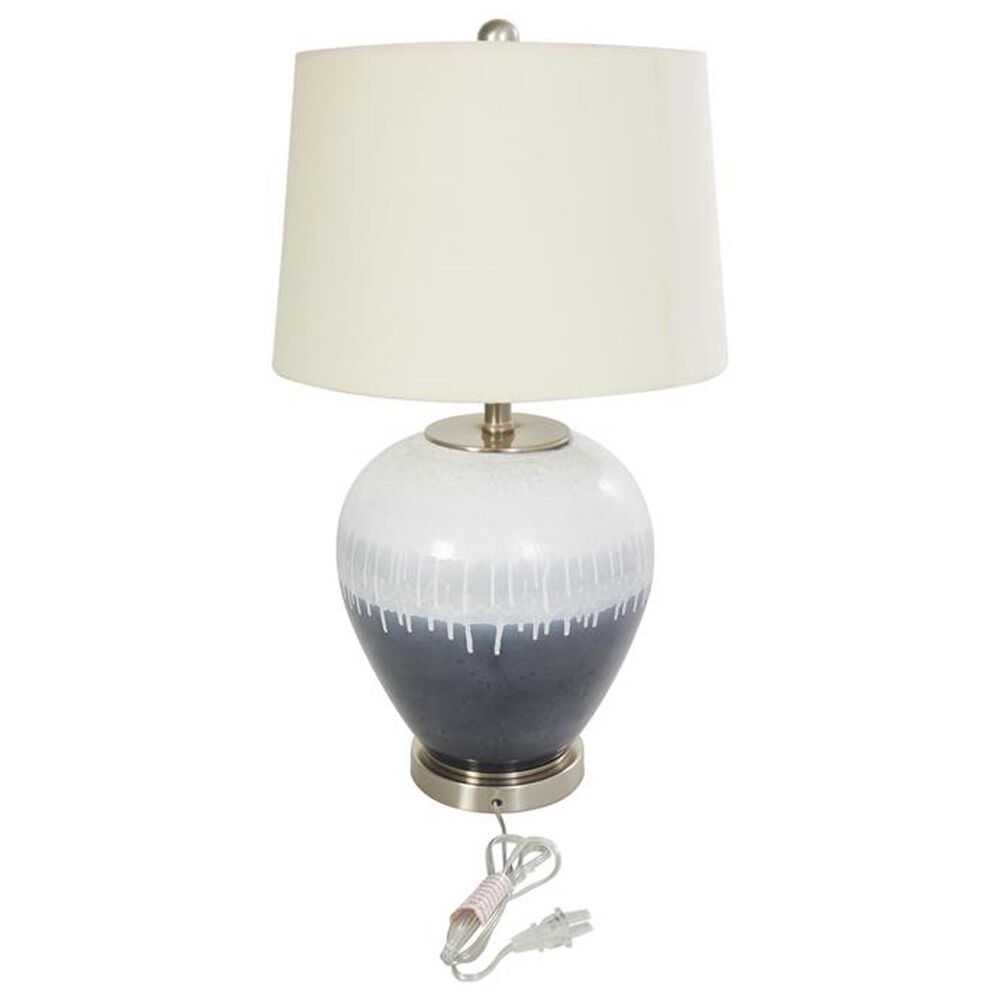 Maple and Jade Colorblock Abstract Drip Table Lamp in Blue, Cream and Silver, , large