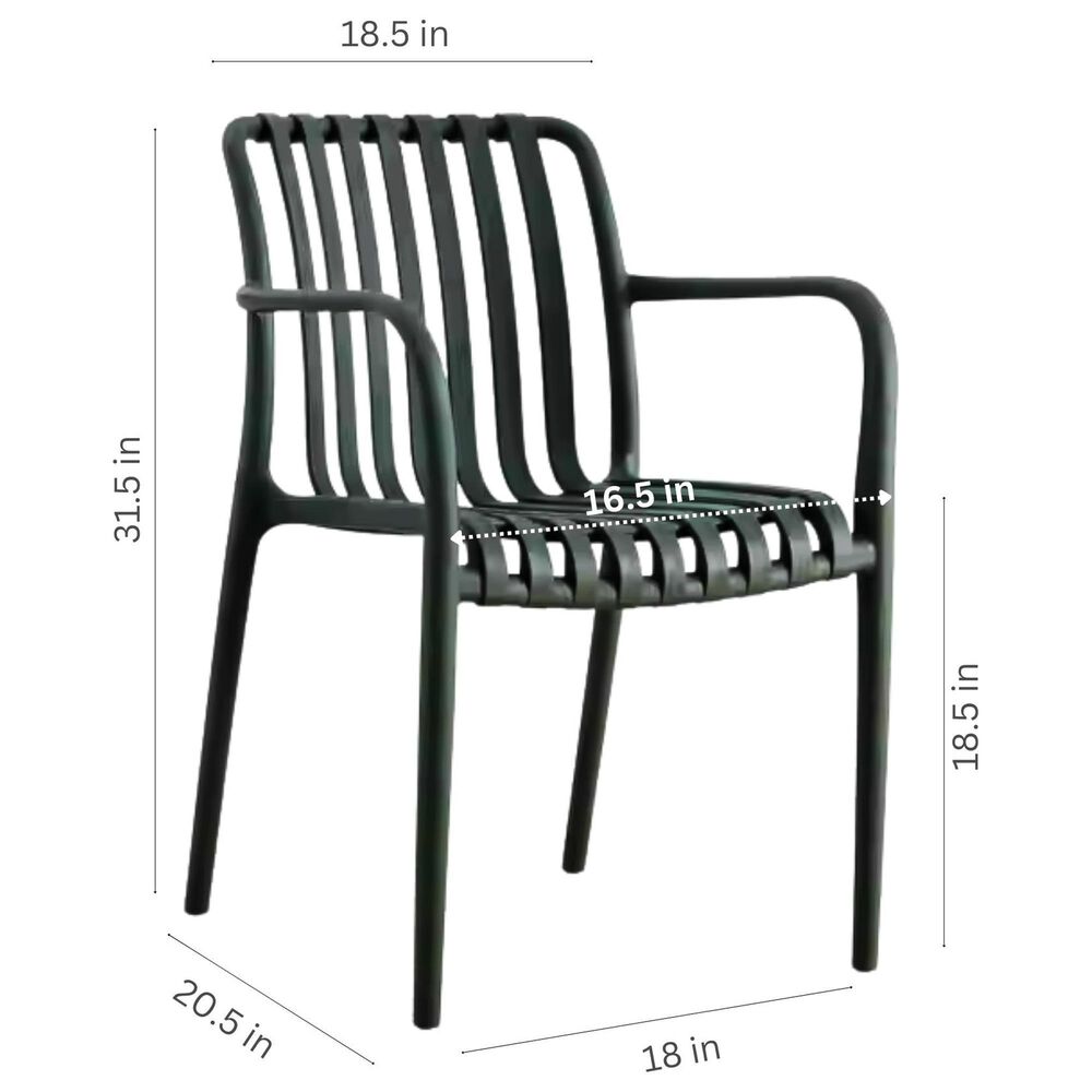 International Home Miami Curazao Outdoor Stackable Dining Chair in Black (Set of 4), , large