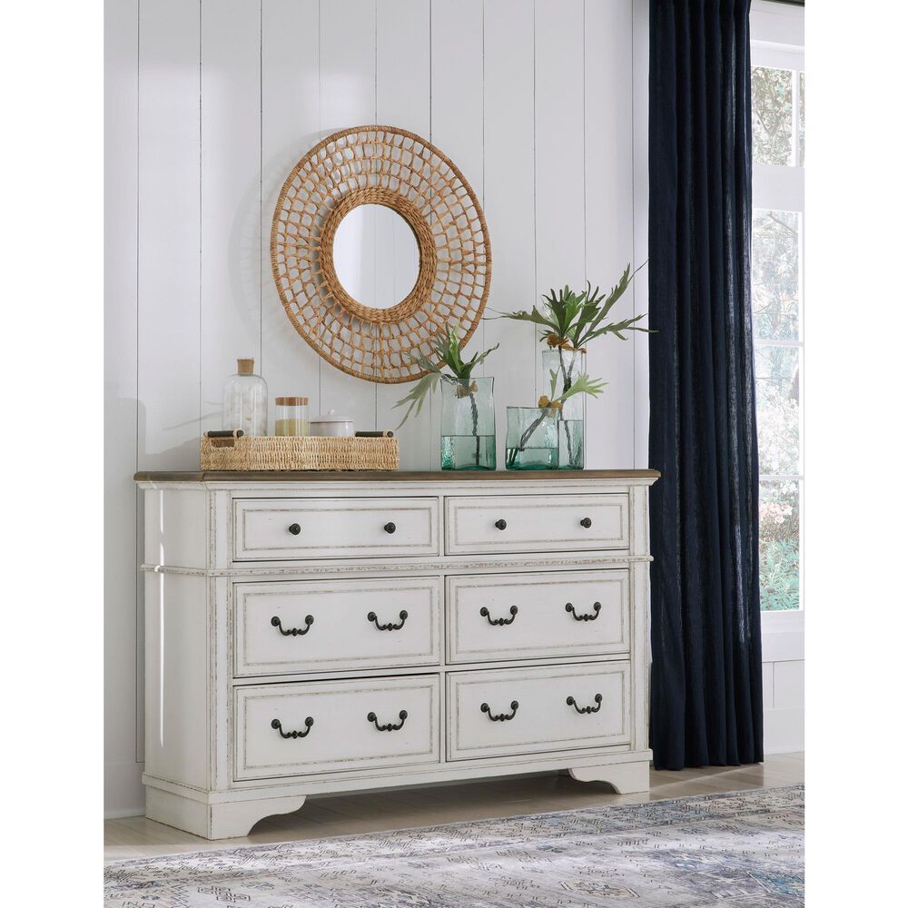 Ashley Blendon 6-Drawer Dresser in Chipped White and Brown, , large