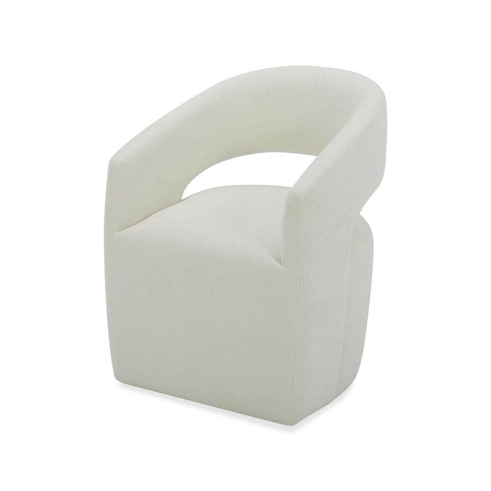 Interlochen Contemporary Dining Arm Chair in Polyester Elite Ivory White, , large