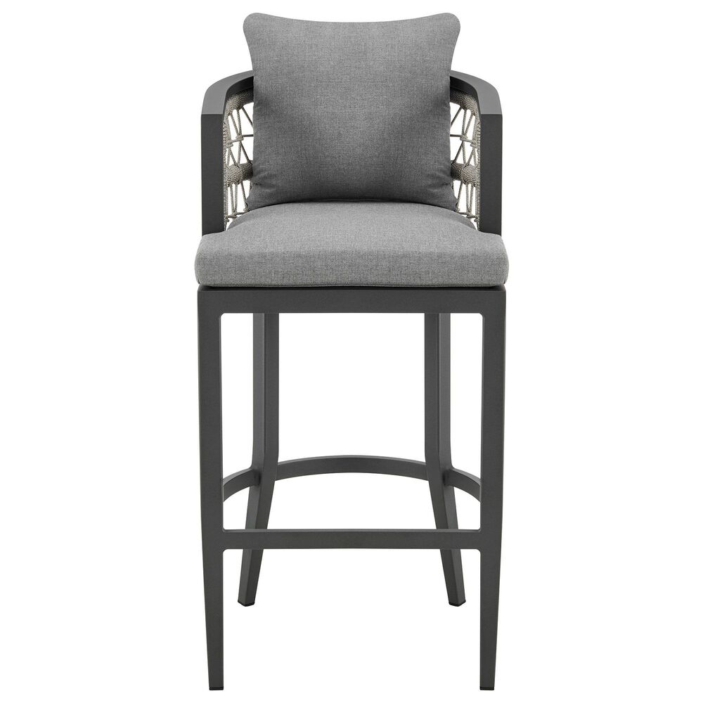 Armen Living Zella Patio Counter Height Bar Stool with Earl Gray Cushion in Gray, , large