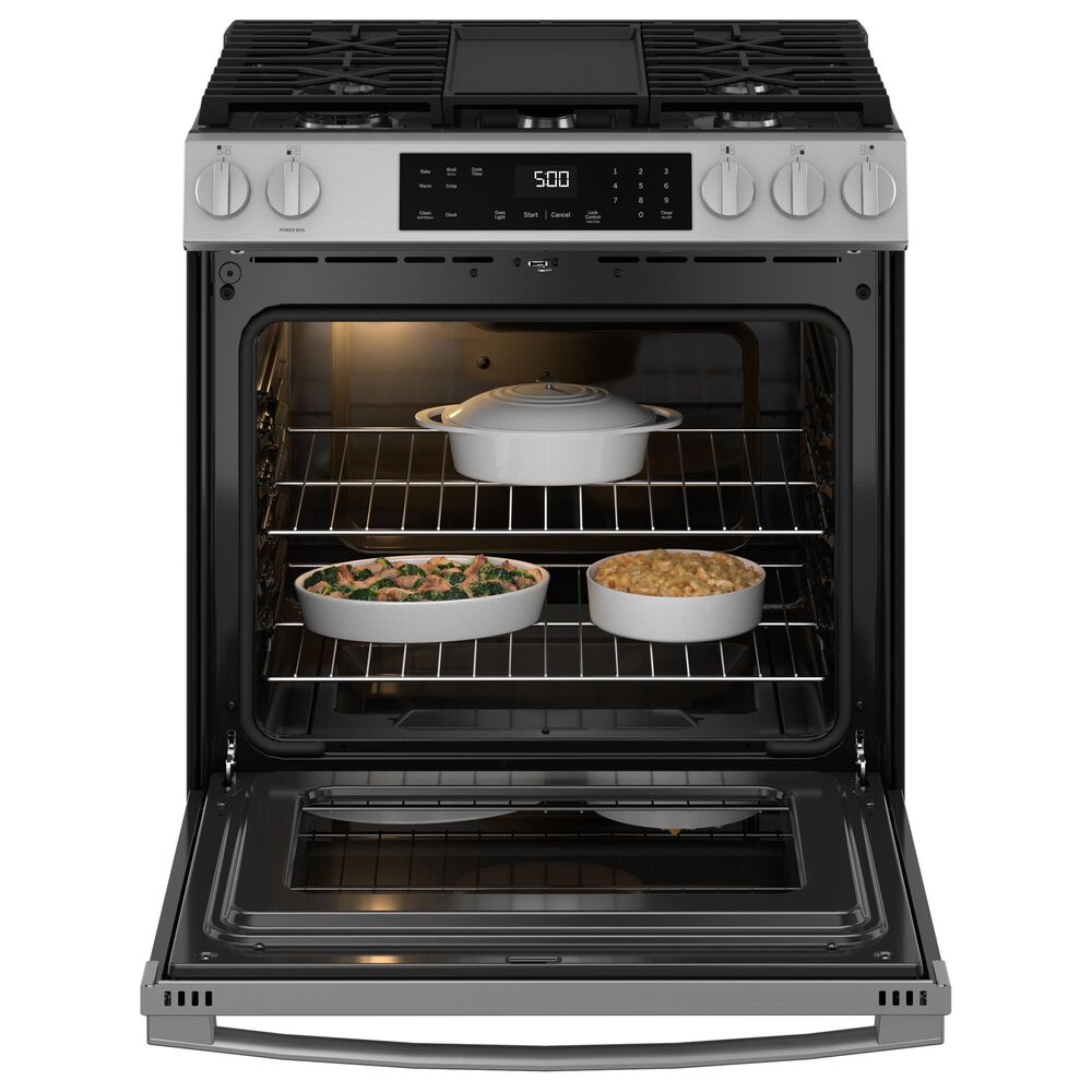 GE Appliances 30&quot; Slide-In Front-Control Gas Range with Self-Cleaning in Stainless Steel and Black, , large
