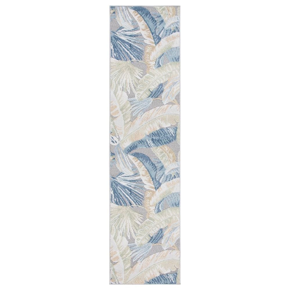 Safavieh Sarasota 2"3" x 9" Light Green and Navy Indoor/Outdoor Runner, , large