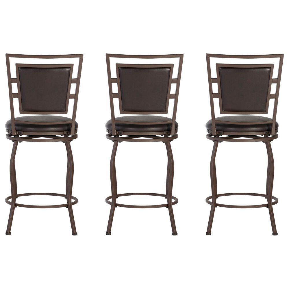 Linon Home Decor Townsend Adjustable Swivel Bar Stool with Dark Chocolate Cushion in Dark Brown (Set of 3), , large