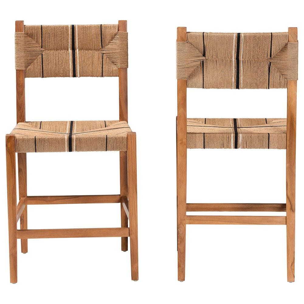 Baxton Studio Prita Counter Stool in Brown and Natural (Set of 2), , large