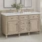 James Martin Vanities Lorelai 60" Double Vanity in Whitewashed Oak with 3 cm White Zeus Quartz Top, , large