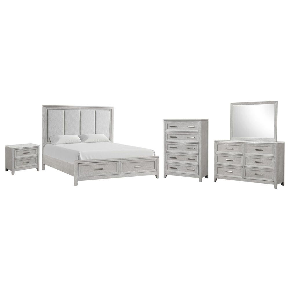 New Heritage Design Fiona 5-Piece Queen Bedroom Set in Mist Gray, , large