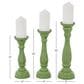 Maple and Jade Turned Pillar Decorative Candle Holder in Distressed Green and Brown (Set of 3), , large
