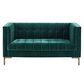 37B Isaac Stationary Loveseat in Green Velvet, , large