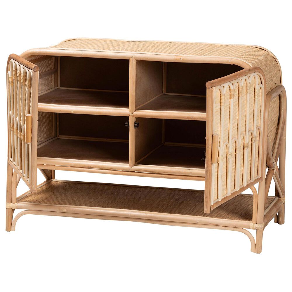 Baxton Studio Gitano 2-Door Rattan Storage Cabinet in Natural, , large