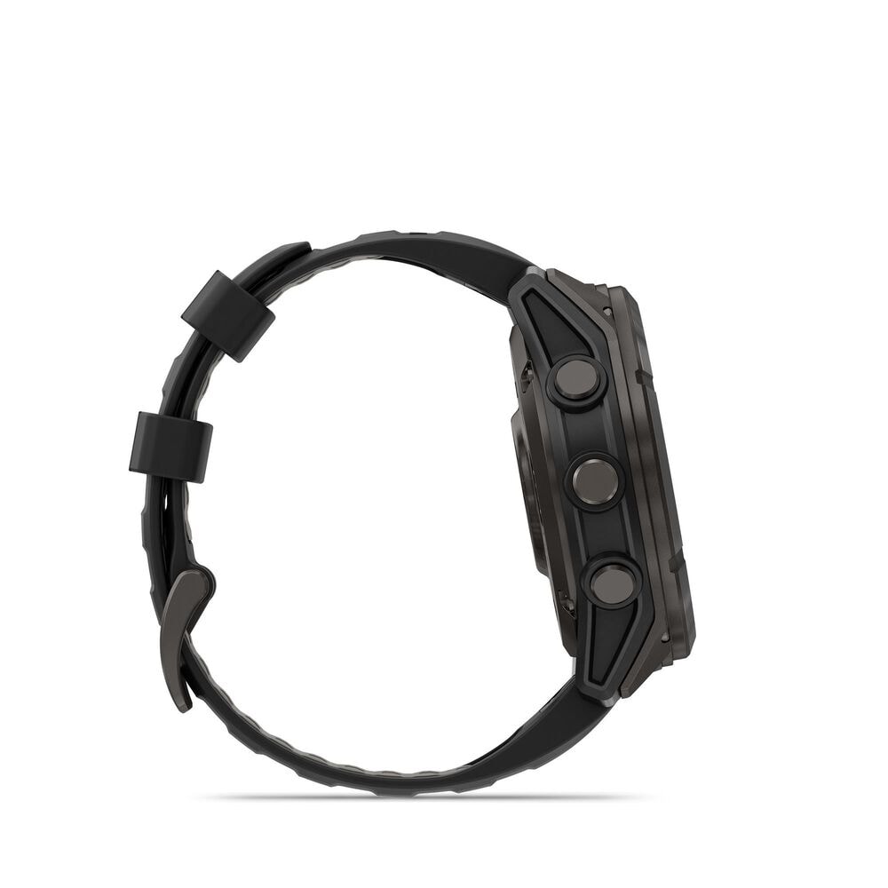 Garmin fenix 8 Pro Sapphire MicroLED GPS Smartwatch 51mm Sapphire Carbon Gray DLC Titanium with Black/Pebble Gray Silicone Band, , large