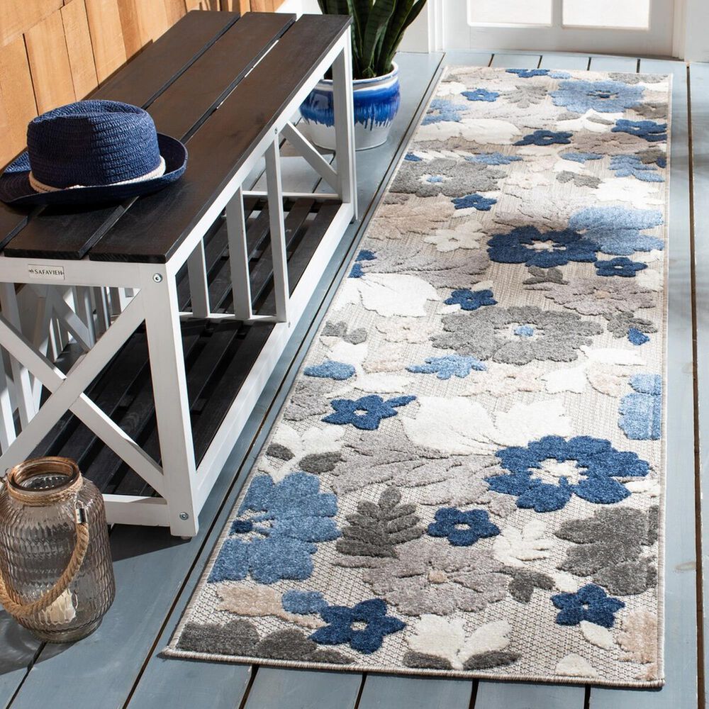 Safavieh Cabana CBN308F 2&#39;2&quot; x 9&#39; Grey and Blue Indoor/Outdoor Performance Runner, , large