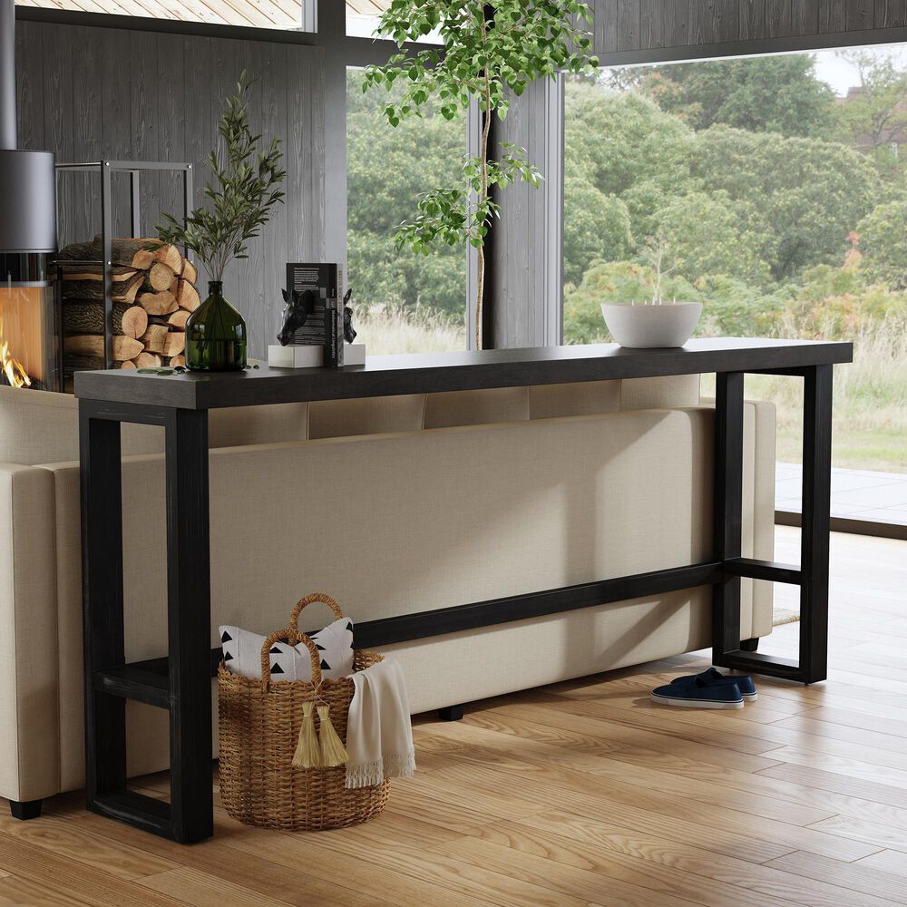 Linden Boulevard Haywood Sofa Bar Table in Gray and Gunmetal, , large