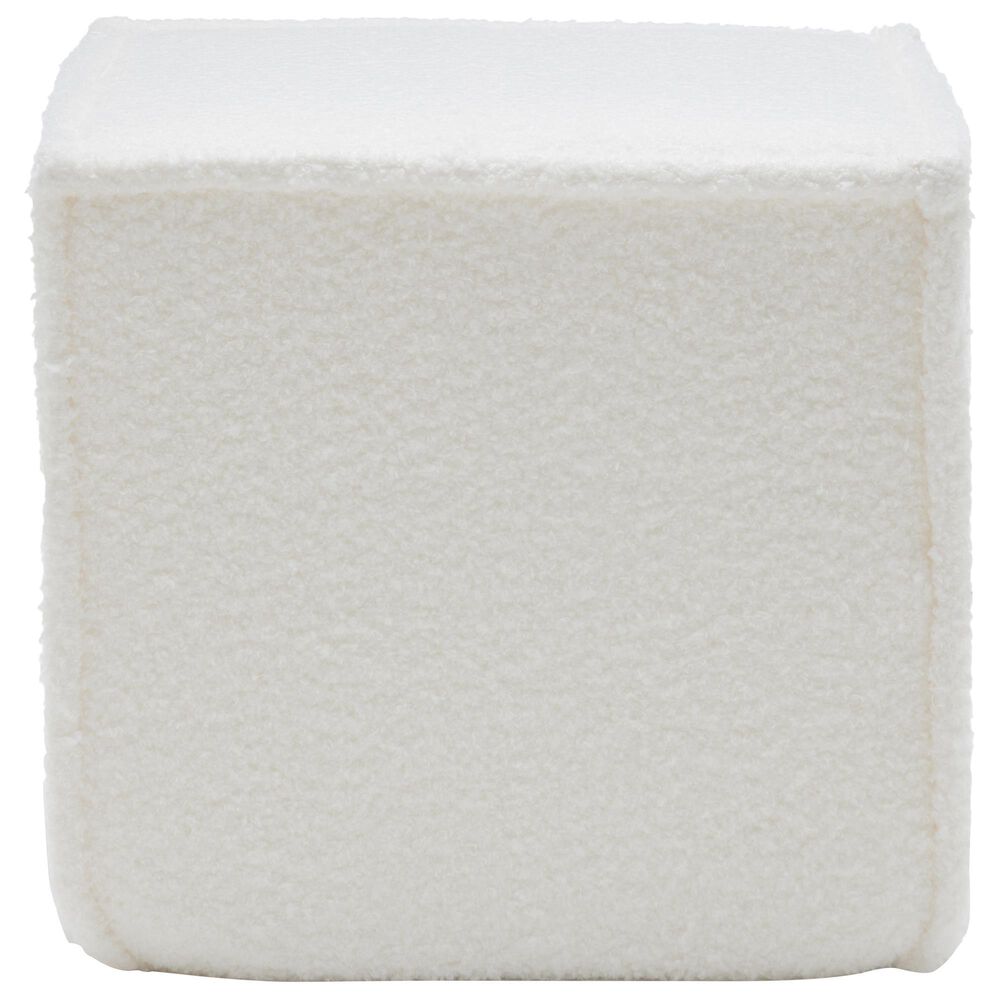 Lamps Per Se Harrison 19&quot; Square Pouf with Foam Core in White, , large