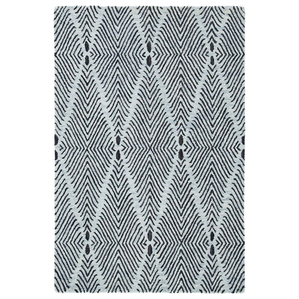 Safavieh Micro-Loop 4" x 6" Light Blue and Charcoal Area Rug, , large