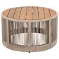 Hearth and Haven 2-Piece Outdoor Coffee Table and Side Table Set with Woven Rope Design in Beige and Teak, , large