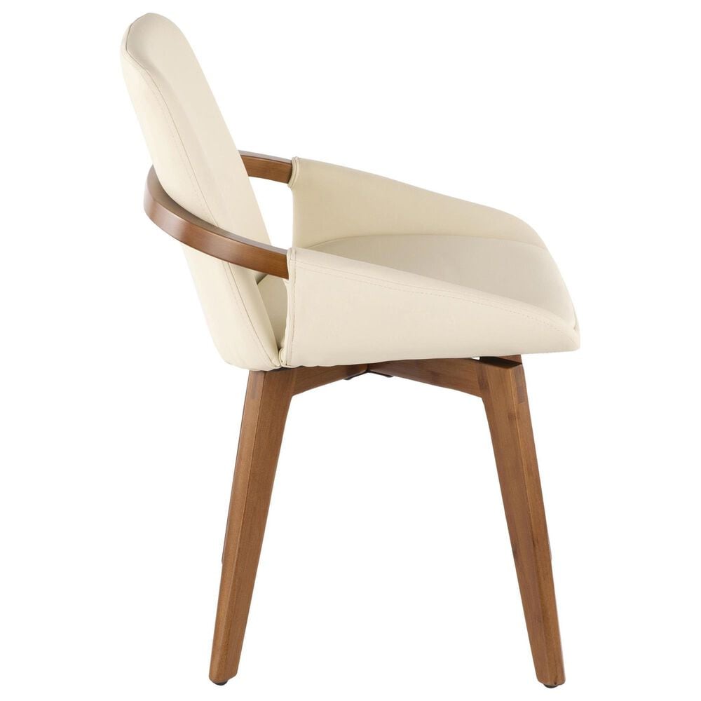 Lumisource Cosmo Arm Chair with Cream Faux Leather Cushion in Walnut, , large