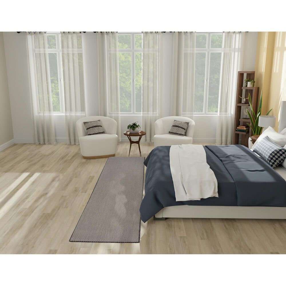 Nourison Courtyard Ivory and Charcoal 2&#39;2&quot; x 10&#39; Indoor/Outdoor Runner, , large