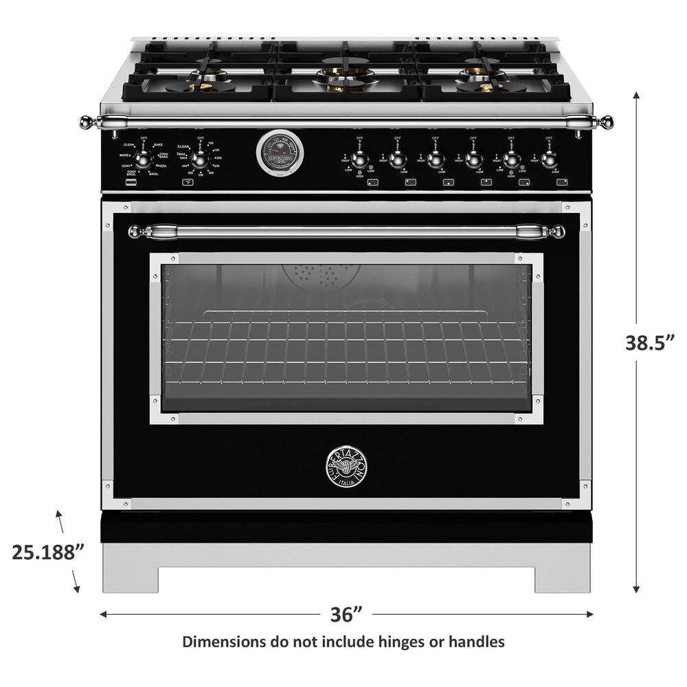 Bertazzoni Heritage 5.7 Cu. Ft. Freestanding Dual Fuel Range in Nero, , large