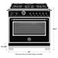 Bertazzoni Heritage 5.7 Cu. Ft. Freestanding Dual Fuel Range in Nero, , large
