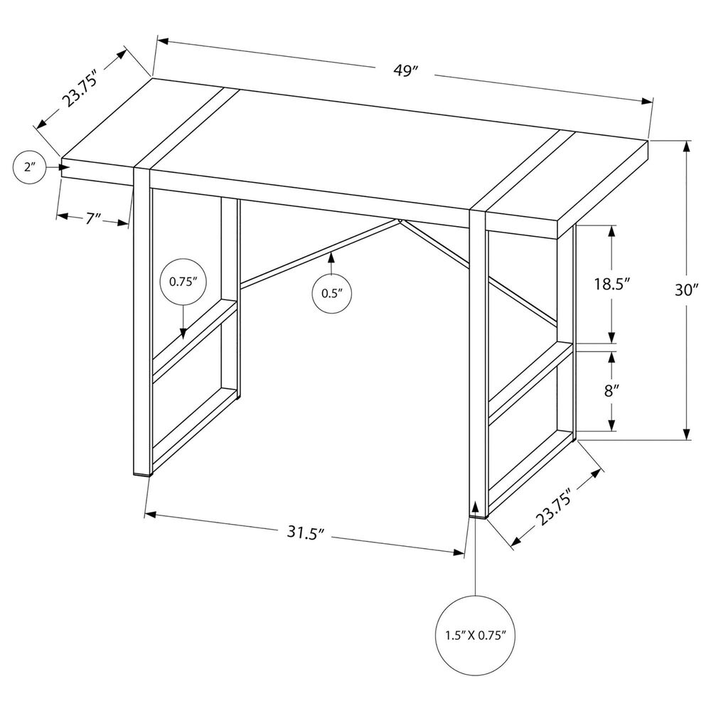 Monarch Specialties U-Shaped Computer Desk in Grey and Black, , large