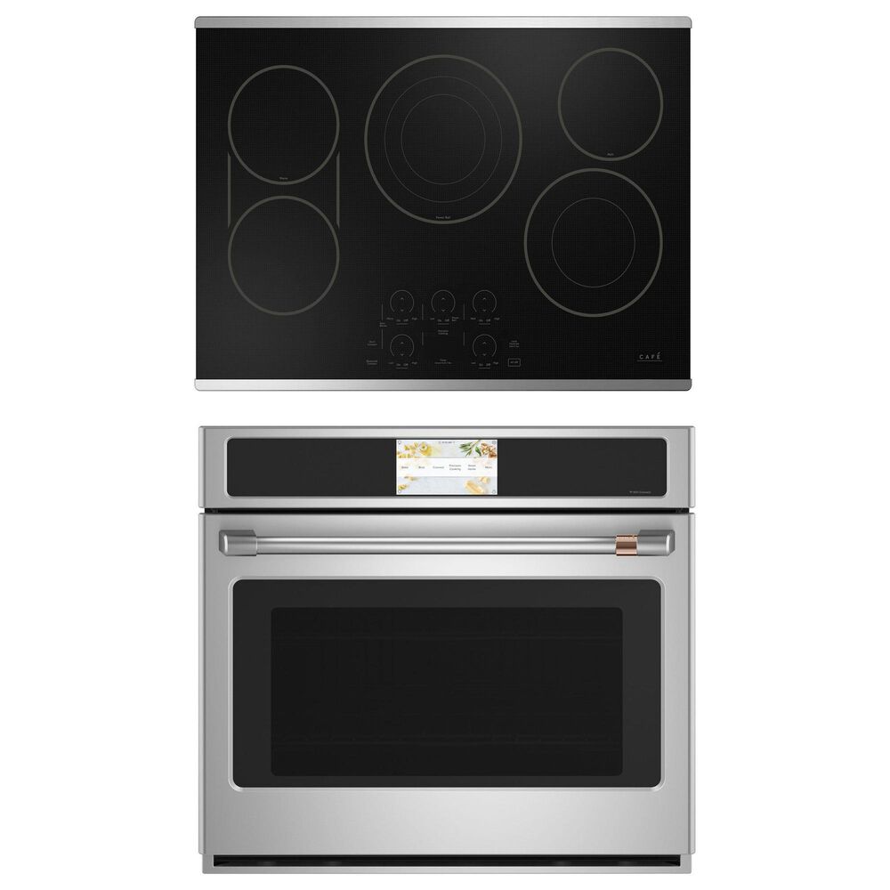 Cafe 2-Piece Kitchen Package with 30" Smart Built-In Convection Single Wall Oven and 30" Electric Cooktop in Stainless Steel, , large
