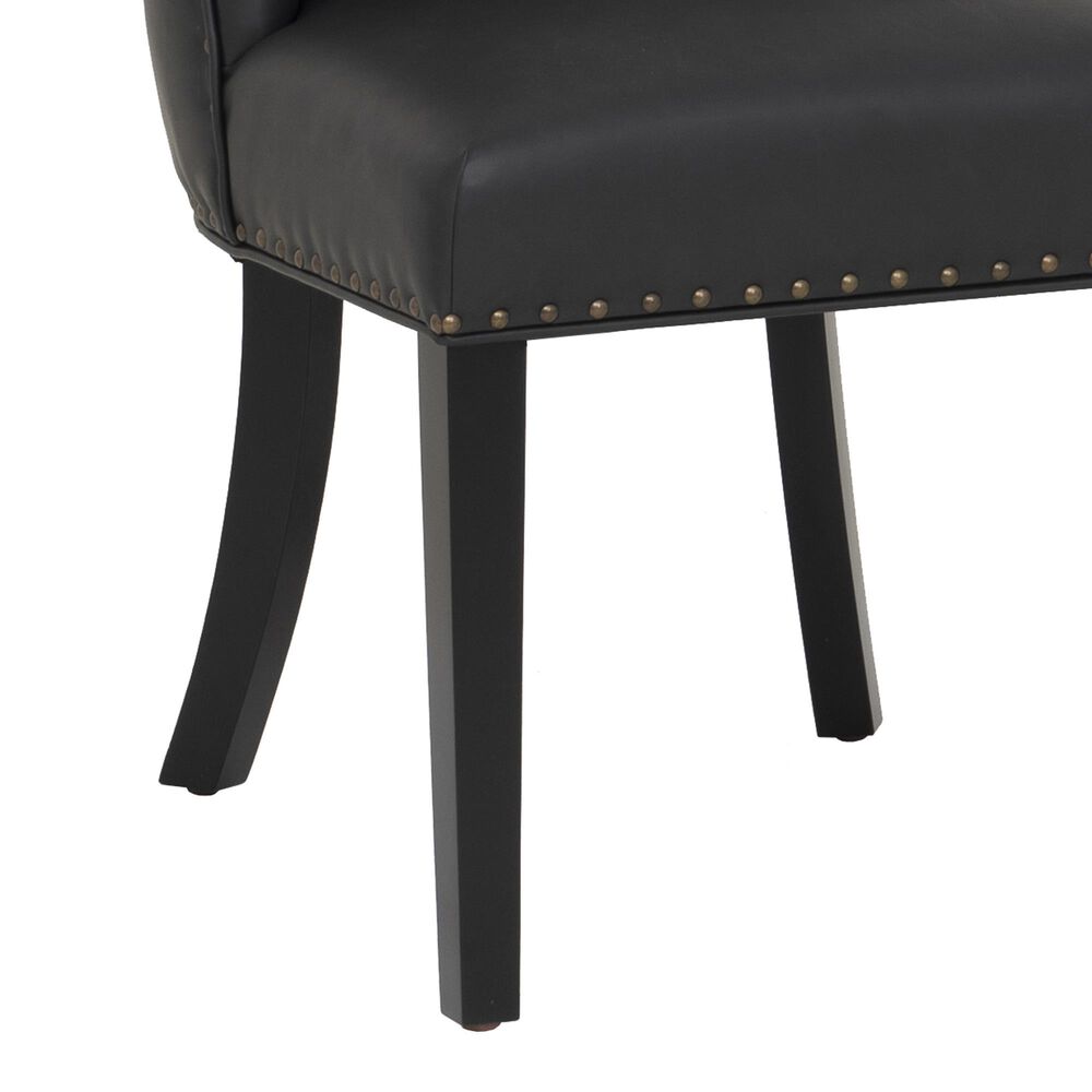 Linon Home Decor Adler Side Chair with Black Faux Leather Cushion in Black, , large