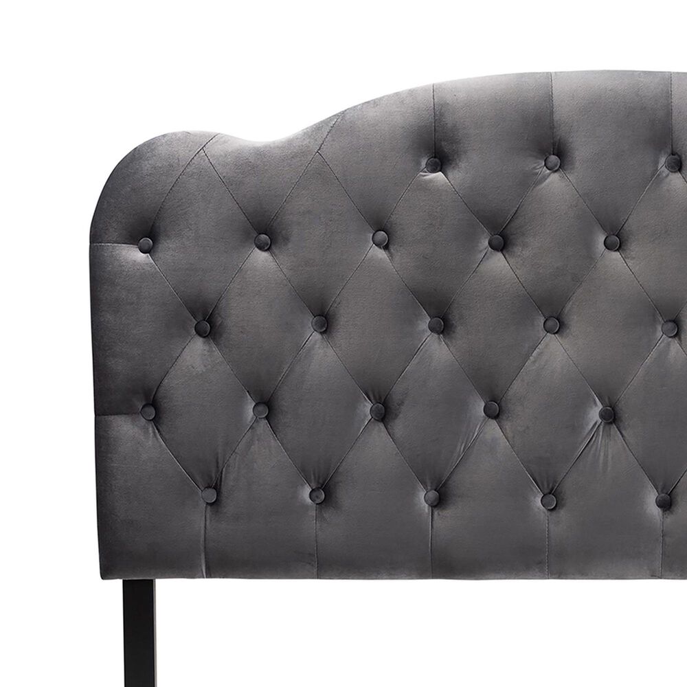 Baxton Studio Clovis Full Upholstered Headboard in Grey, , large