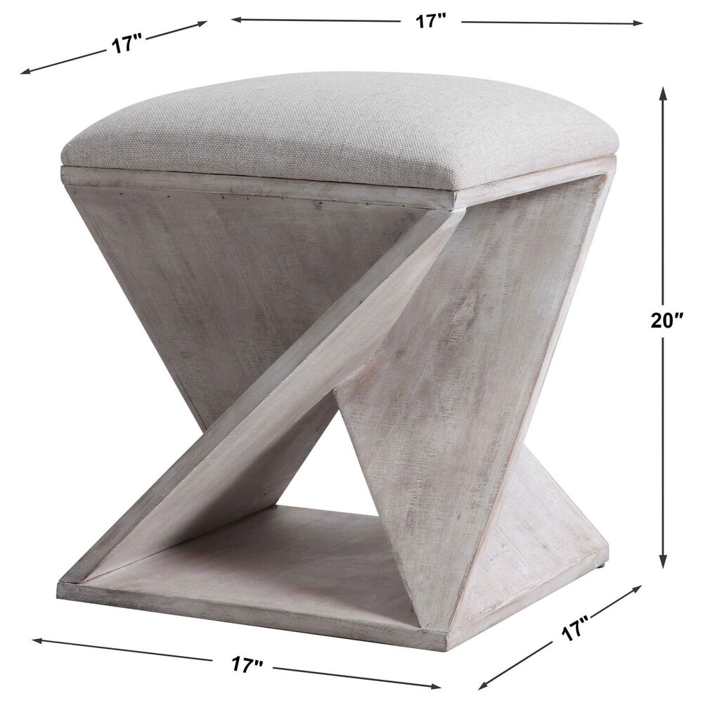 Uttermost Benue Ottoman in White Washed Fir Wood, , large